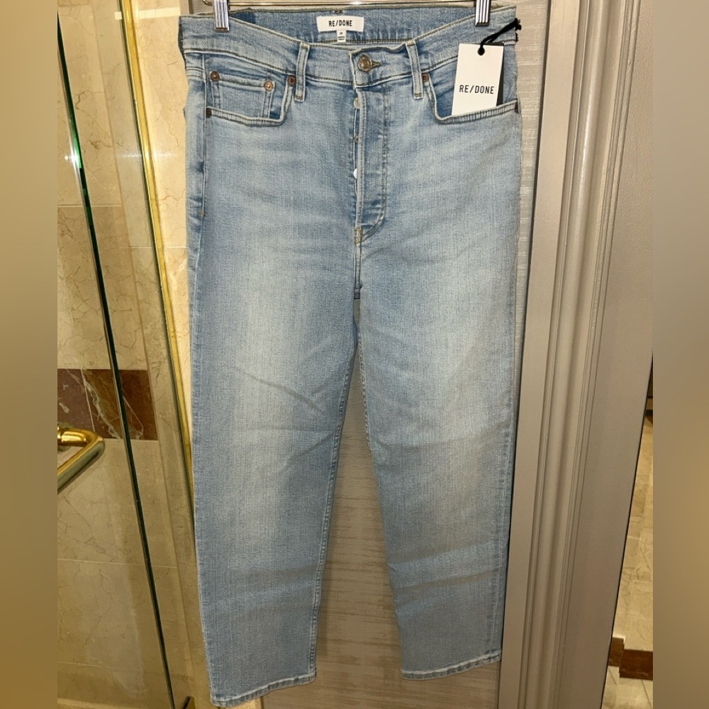 NWT size 29 Re/done Stove Pipe light wash Jeans Riverfade 96% Cotton - Picture 6 of 11